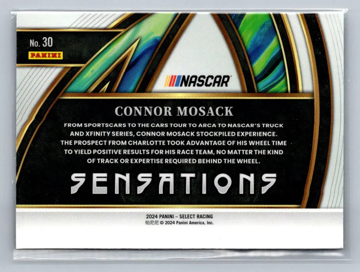 2024 Panini Select #30 Connor Mosack Sensations Pinnacle Racing Group - Racing Card Single