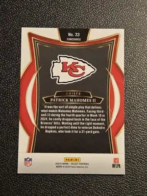 2024 Panini Select #33 Patrick Mahomes II Silver Prizm - Football Card Single