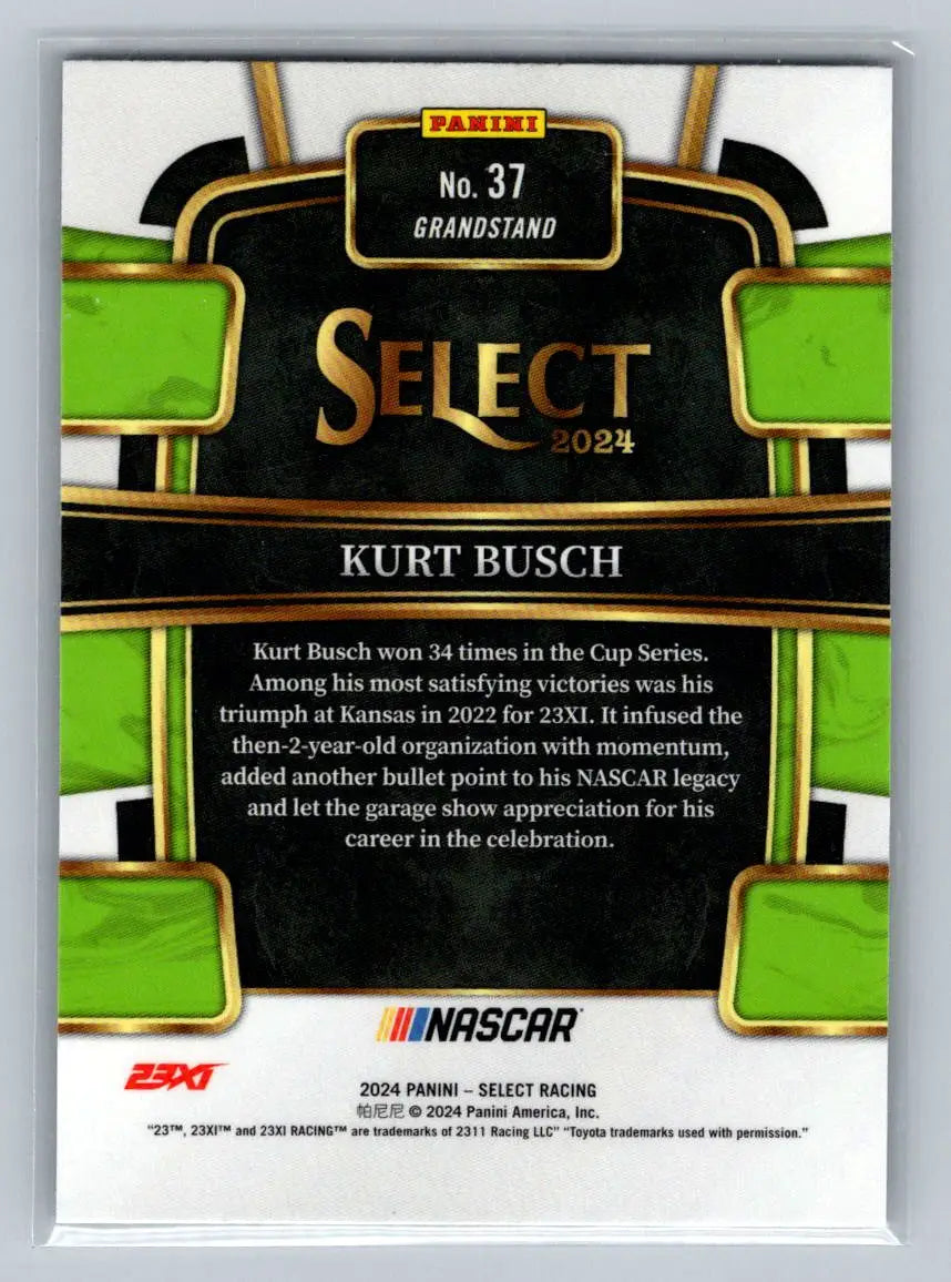 2024 Panini Select #37 Kurt Busch 23XI Racing - Racing Card Single
