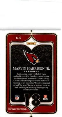 2024 Panini Select #4 Marvin Harrison Jr. Select Numbers