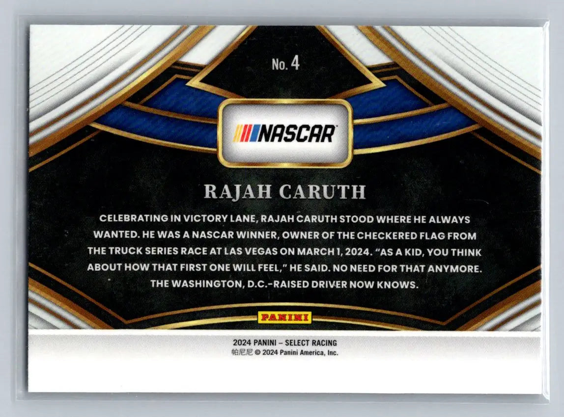 2024 Panini Select #4 Rajah Caruth Sights Of Victory Hendrick Motorsports - Racing Card Single
