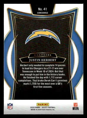 2024 Panini Select #41 Justin Herbert - Football Card Single