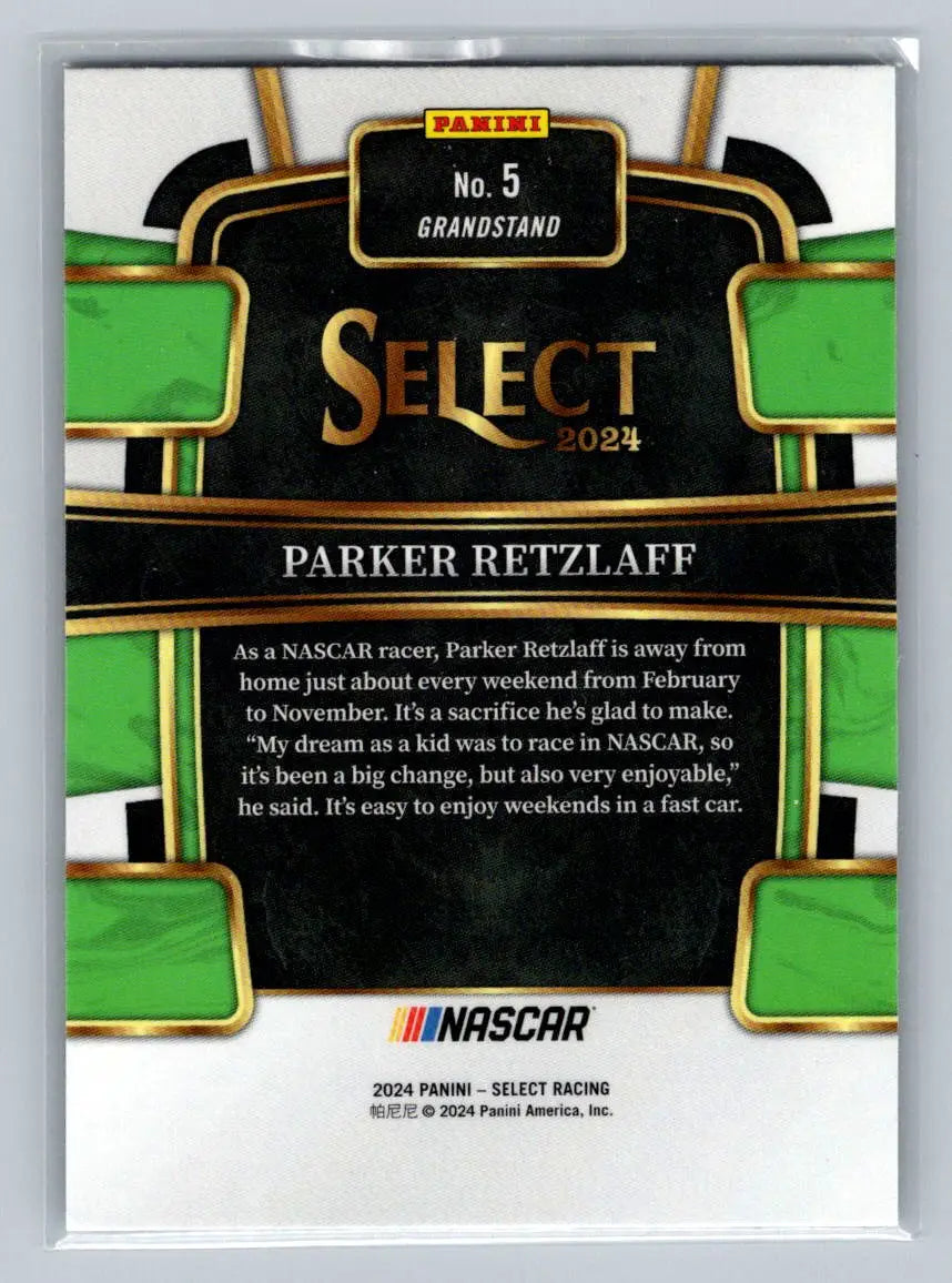 2024 Panini Select #5 Parker Retzlaff Jordan Anderson Racing - Racing Card Single
