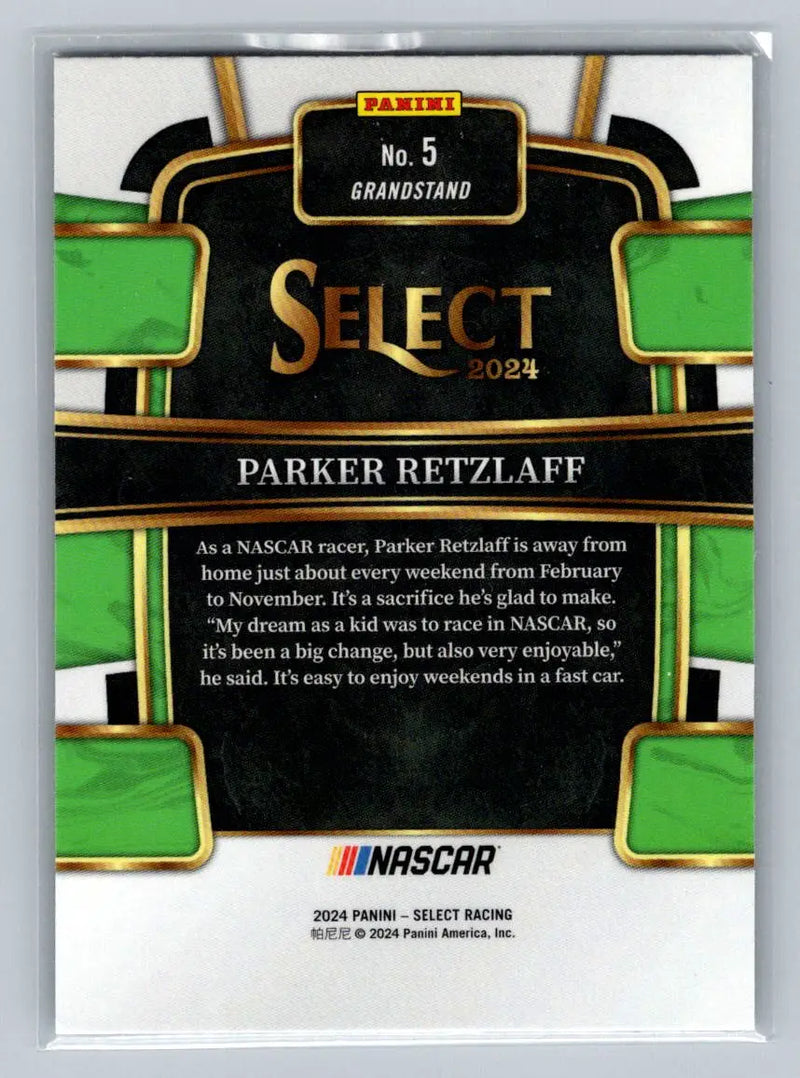 2024 Panini Select #5 Parker Retzlaff Jordan Anderson Racing - Racing Card Single