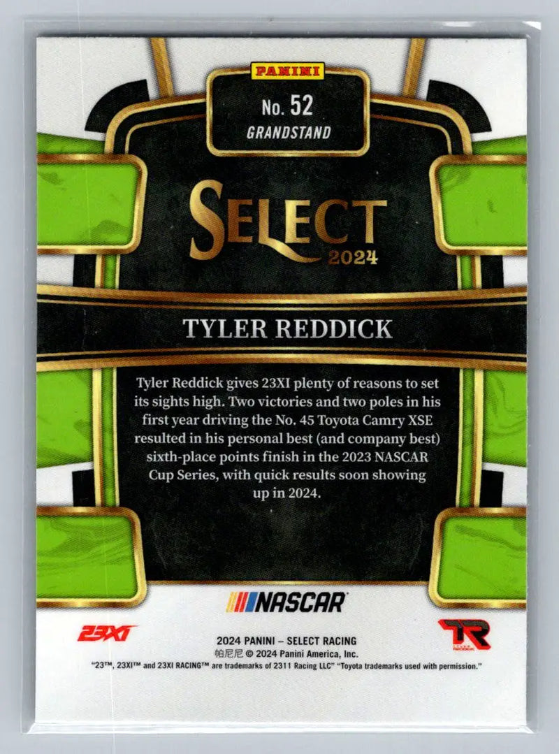 2024 Panini Select #52 Tyler Reddick 23XI Racing - Racing Card Single