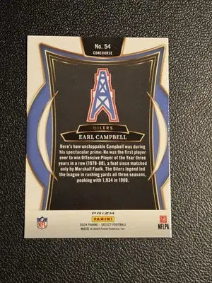 2024 Panini Select #54 Earl Campbell Red & Yellow Prizm Shock - Football Card Single