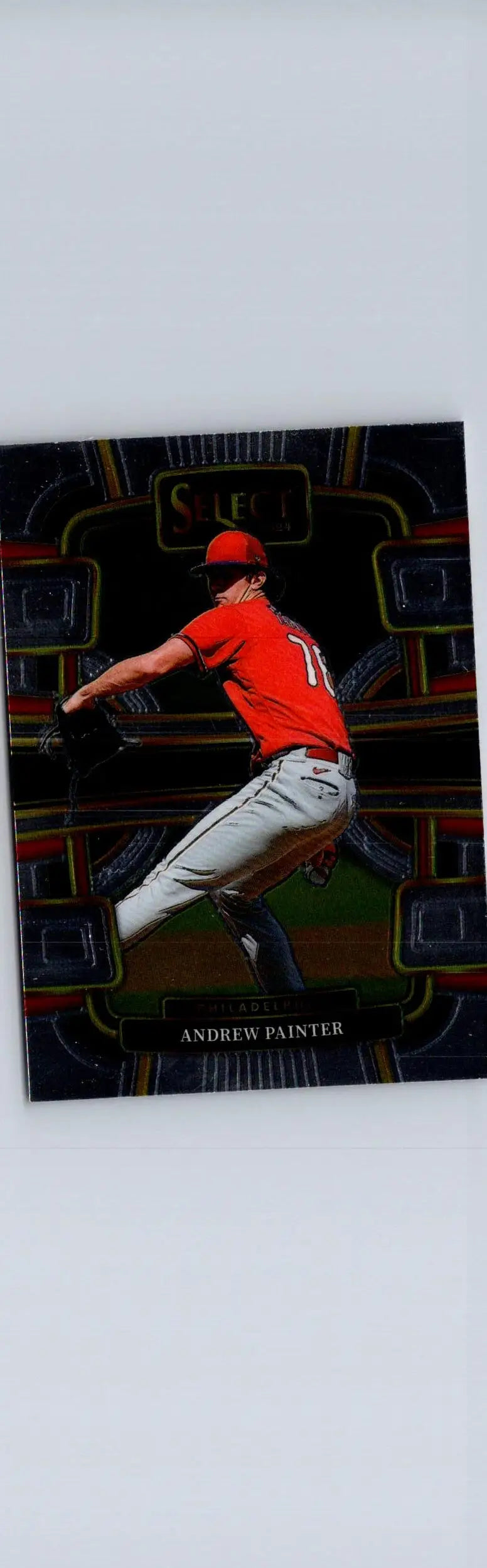 Andrew Painter baseball trading card from Panini Select featuring him pitching in red jersey