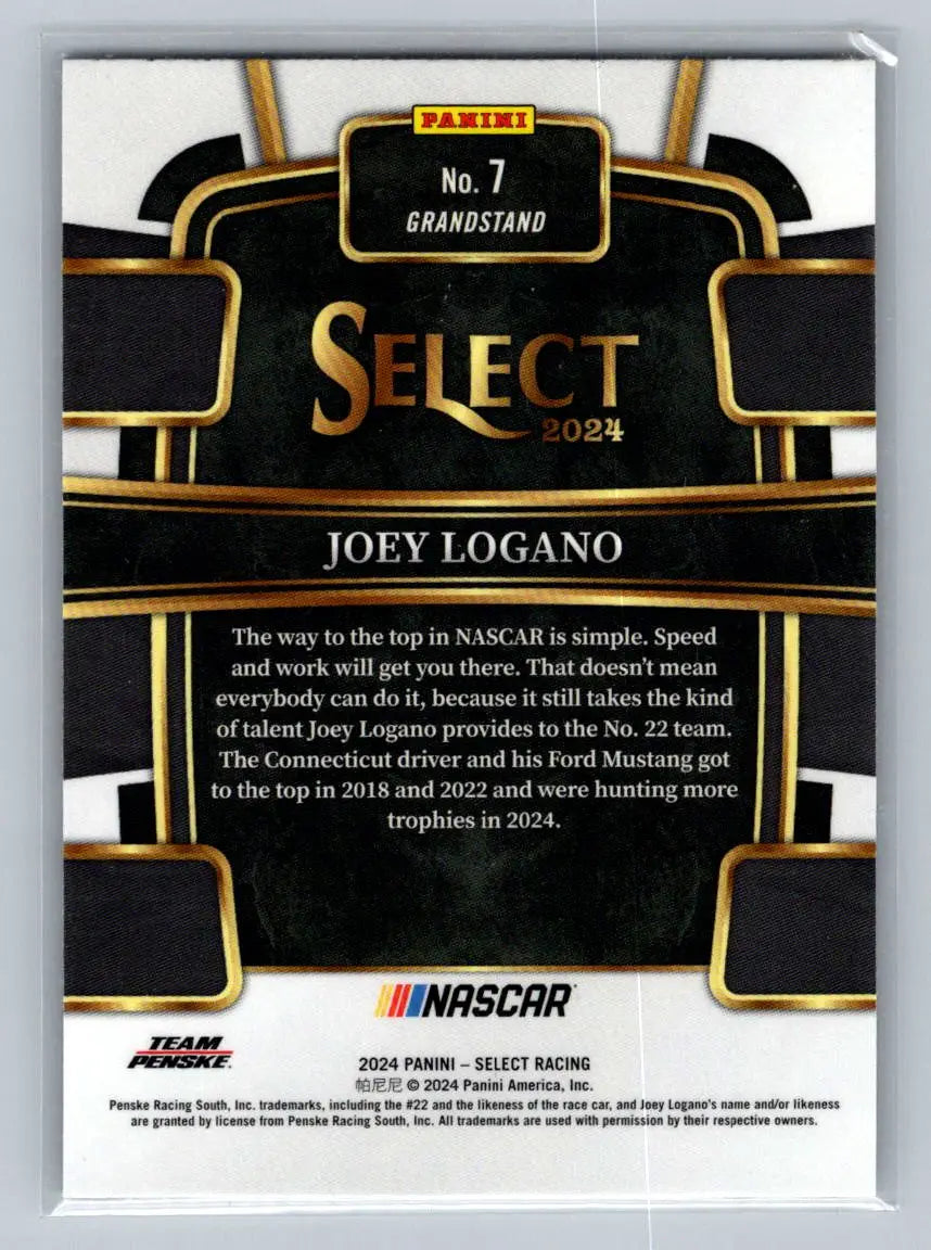 2024 Panini Select #7 Joey Logano Team Penske - Racing Card Single