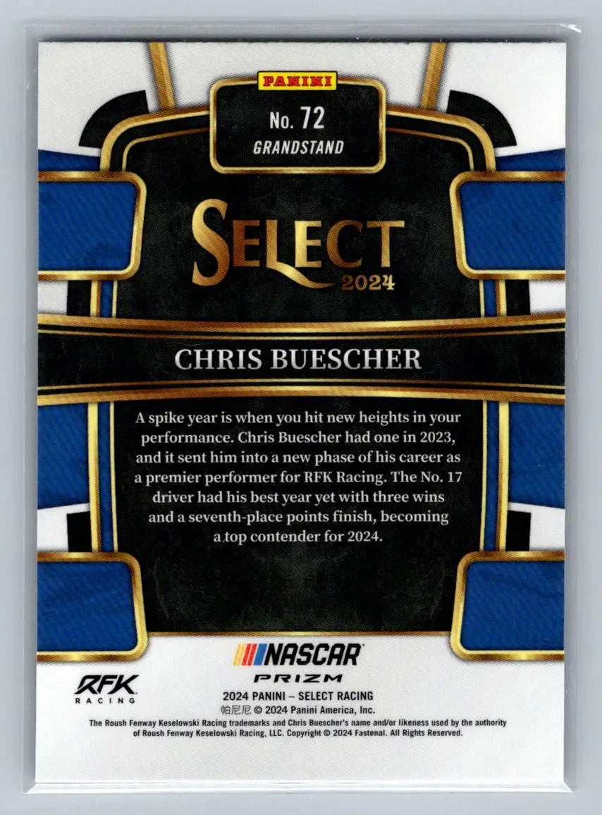 2024 Panini Select #72 Chris Buescher Silver Prizms RFK Racing - Racing Card Single