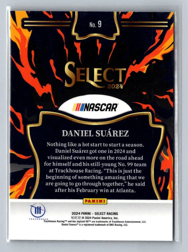2024 Panini Select #9 Daniel Suarez En Fuego Trackhouse Racing - Racing Card Single