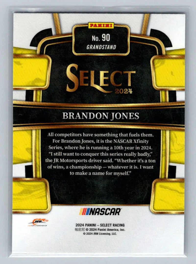 2024 Panini Select #90 Brandon Jones JR Motorsports - Racing Card Single