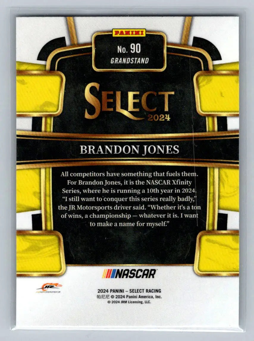 2024 Panini Select #90 Brandon Jones JR Motorsports - Racing Card Single