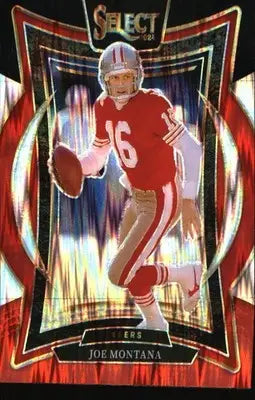 2024 Panini Select Black & Red Prizm Shock #70 Joe Montana - Football Card Single