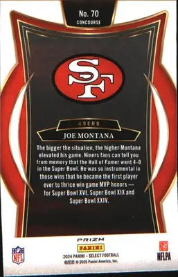 2024 Panini Select Black & Red Prizm Shock #70 Joe Montana - Football Card Single