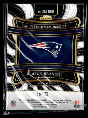 2024 Panini Select Blue Prizm #SM-DBH Deion Branch Signature Memorabilia #/75 - Football Card Single