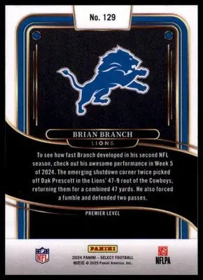 2024 Panini Select Brian Branch 129 Detroit Lions