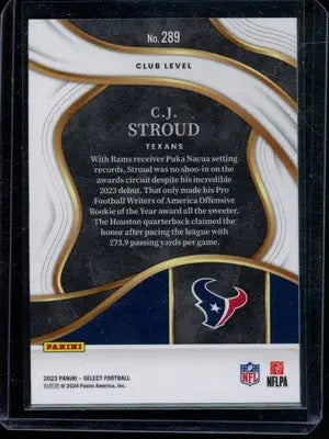 2024 Panini Select C.J. Stroud #289 RC Football - Football Card Single
