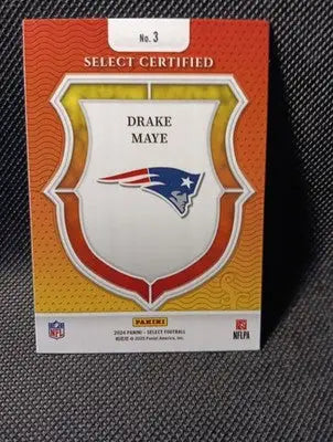 2024 Panini Select - Select Certified Rookies Drake Maye #3 (RC) Patriots. NRMT+ - Football Card Single