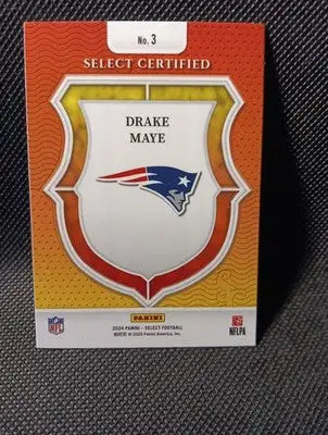2024 Panini Select - Select Certified Rookies Drake Maye #3 (RC) Patriots. NRMT+ - Football Card Single