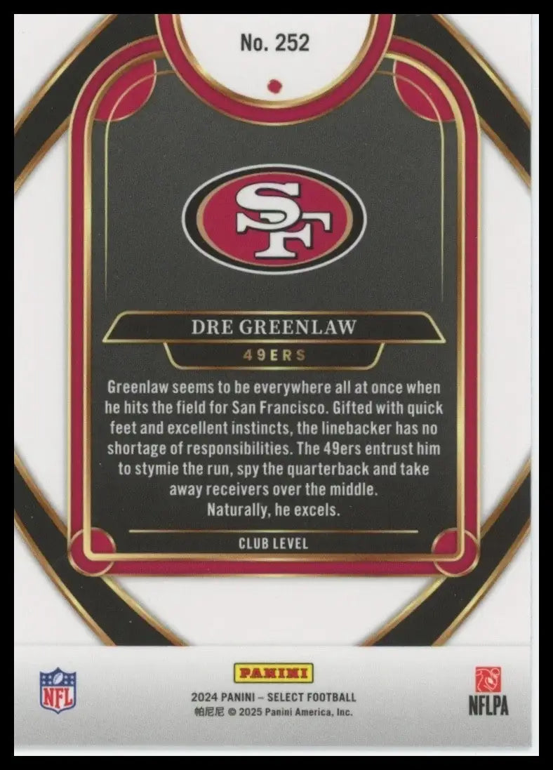 2024 Panini Select - Club Level Dre Greenlaw #252