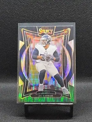 2024 Panini Select - Concourse J.C. Latham #11 Black & Green Shock Prizm (RC) - Football Card Single