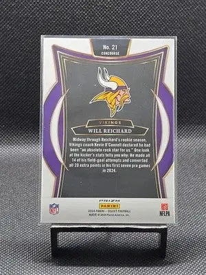 2024 Panini Select - Concourse Will Reichard #21 Red & Blue Prizm Shock - Football Card Single