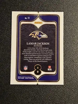 2024 Panini Select - Select Numbers #11 Lamar Jackson - Football Card Single
