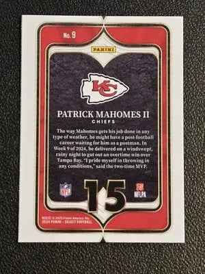 2024 Panini Select - Select Numbers #9 Patrick Mahomes II - Football Card Single