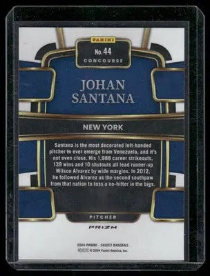 2024 Panini Select Prizm Johan Santana #44 Baseball - Baseball Card Single