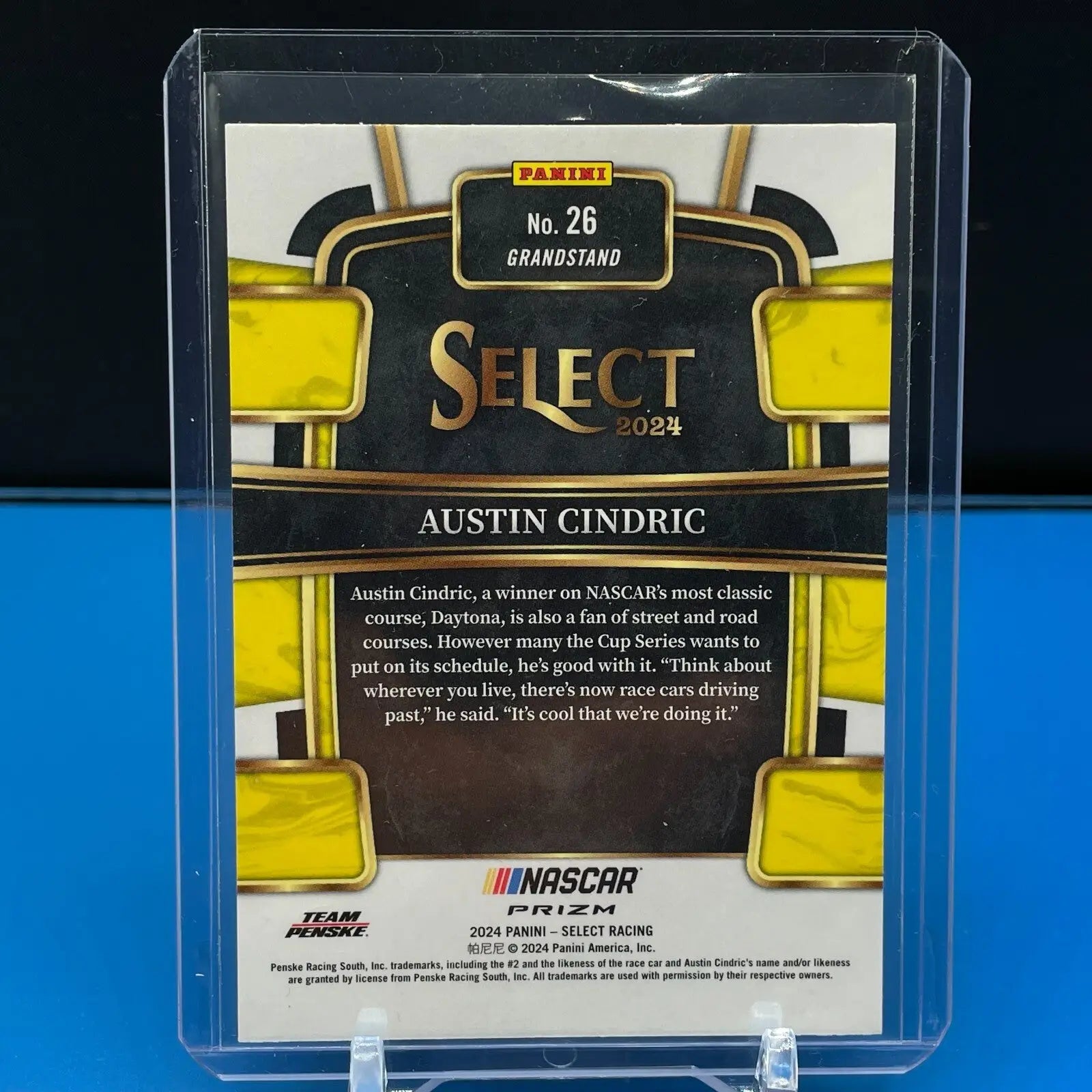 2024 Panini Select Racing Grandstand Orange Flash Prizm #26 Austin Cindric - Racing Card Single