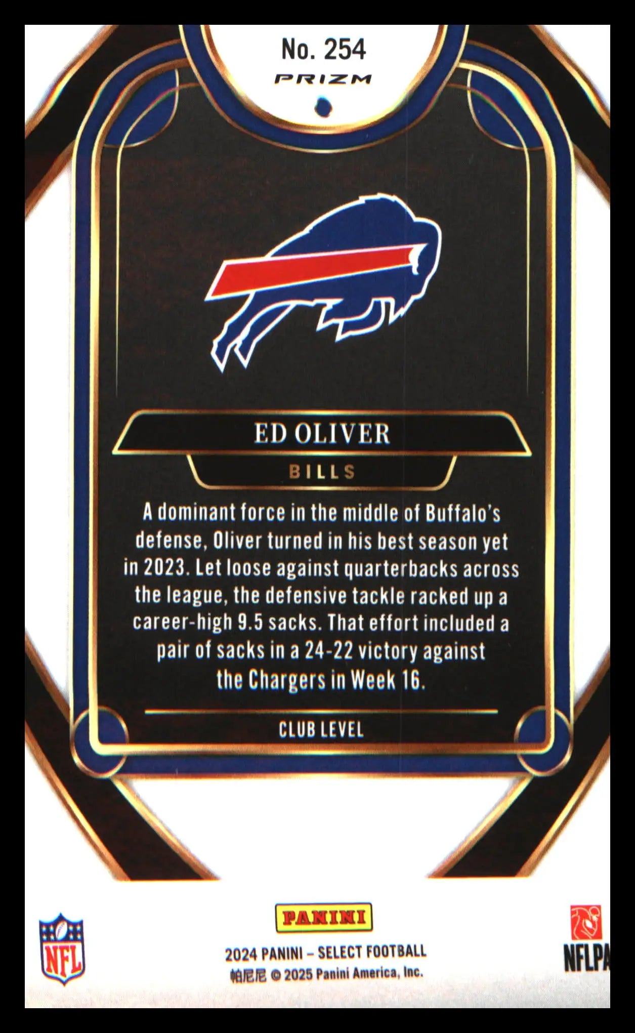 2024 Panini Select Red & Yellow Prizm Shock #254 Ed Oliver
