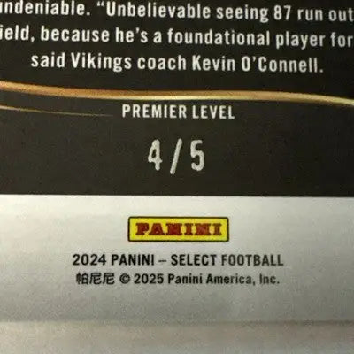 2024 Panini Select T.J. Hockenson #194 Premier Level Green Shock Prizm /5 (NM) - Football Card Single