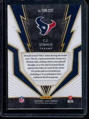 2024 Panini Select Turbo Charged C.J. Stroud #TUR-CST RC Football - Football Card Single