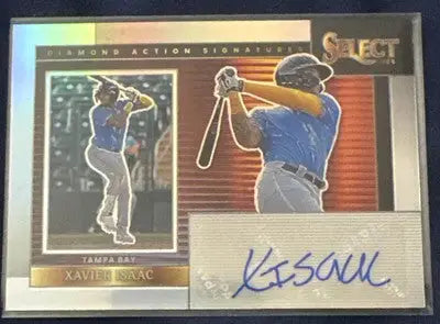 Autographed Xavier Isaac baseball trading card from 2024 Panini Select Xavier collection