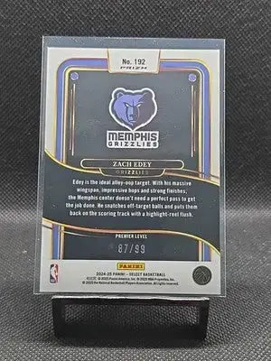 2024 Panini Select Zach Edey Purple Cracked Ice /99 Grizzlies #192 - Basketball Card Single
