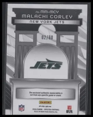 2024 Panini Spectra #MM-MCY Malachi Corley Monumental Memorabilia Hyper #/60 - Football Card Single