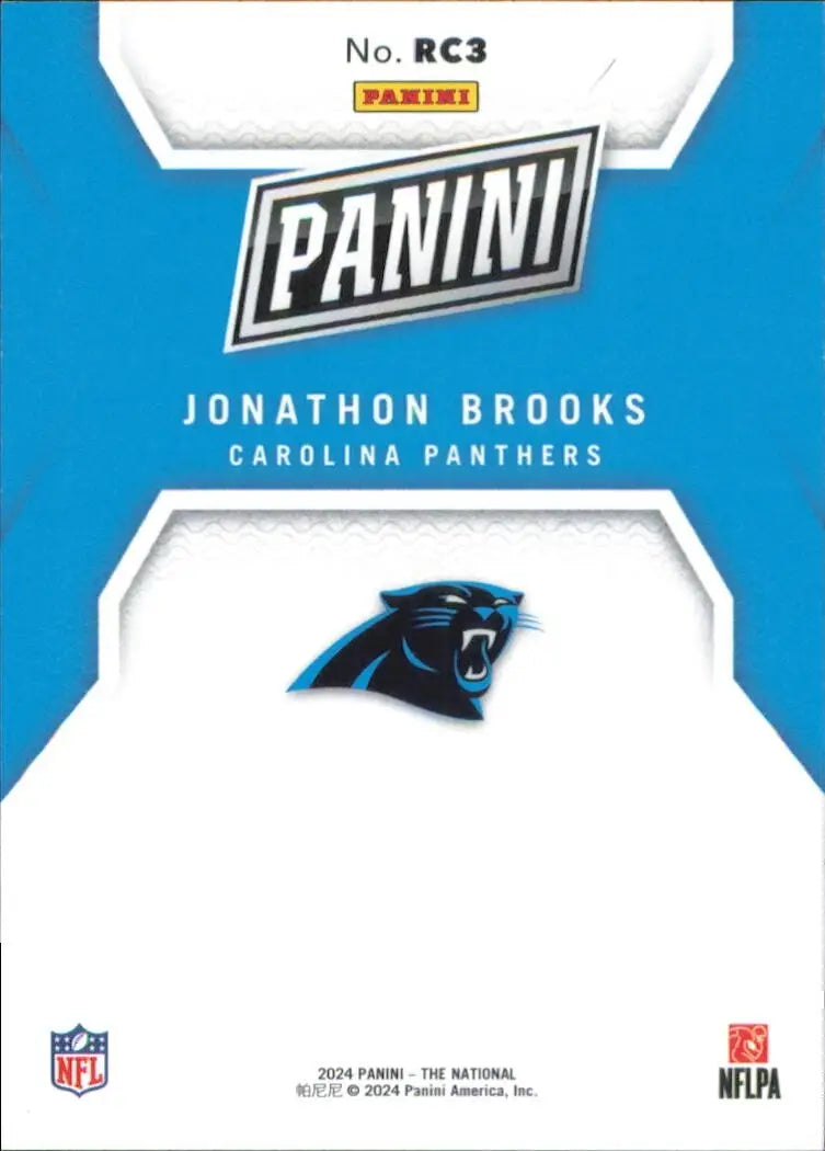 2024 Panini The National Blue /50 Jonathon Brooks Rookie Carolina Panthers Card - Football Card Single
