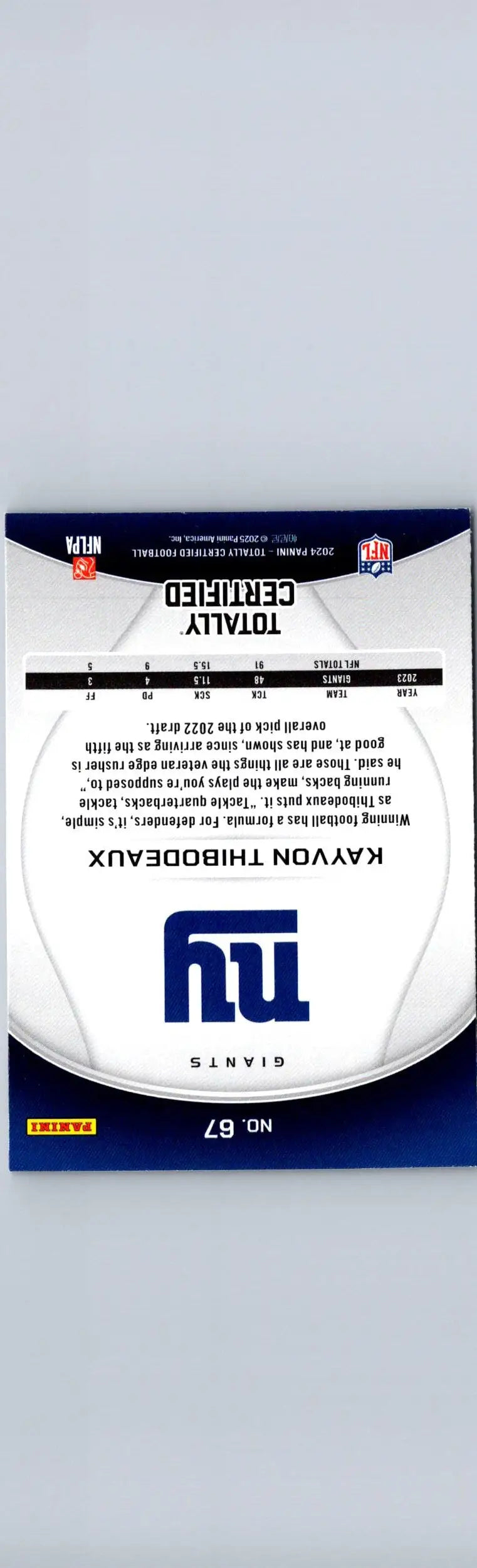 Kayvon Thibodeaux football card from 2024 Panini Totally Certified series