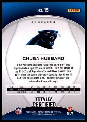 2024 Panini Totally Certified Chuba Hubbard 15 Carolina Panthers