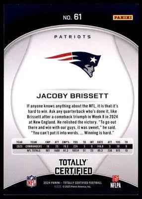 2024 Panini Totally Certified Jacoby Brissett 61 New England Patriots