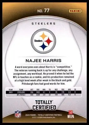 2024 Panini Totally Certified Najee Harris 77 Pittsburgh Steelers