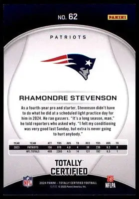 2024 Panini Totally Certified Rhamondre Stevenson 62 New England Patriots
