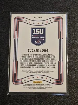 2024 Panini USA Baseball Tucker Long Stars and Stripes Signature Materials - Baseball Card Single