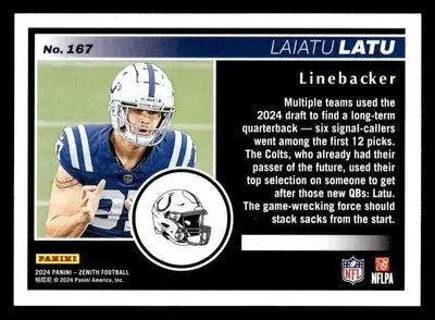 2024 Panini Zenith #167 Laiatu Latu RC Indianapolis Colts - Football Card Single