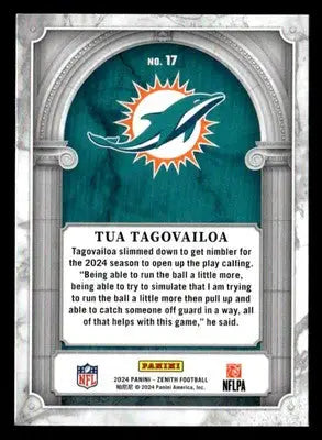 2024 Panini Zenith #17 Tua Tagovailoa Z Marquee Miami Dolphins - Football Card Single