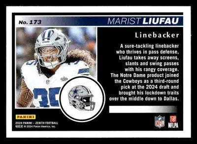 2024 Panini Zenith #173 Marist Liufau - Football Card Single