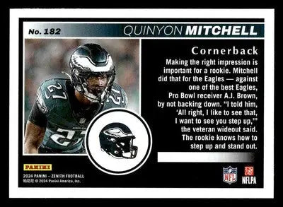 2024 Panini Zenith #182 Quinyon Mitchell - Football Card Single