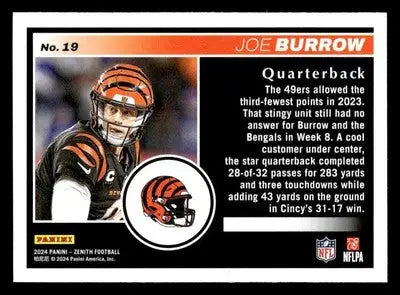 2024 Panini Zenith #19 Joe Burrow Retail - Football Card Single