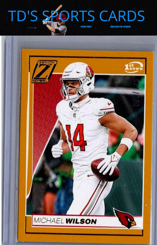 Michael Wilson football card from 2024 Panini Zenith Wilson 1st Down series