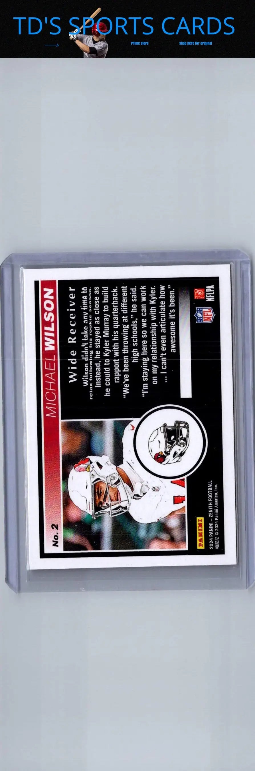 Michael Wilson football card from 2024 Panini Zenith featuring 1st Down #/100